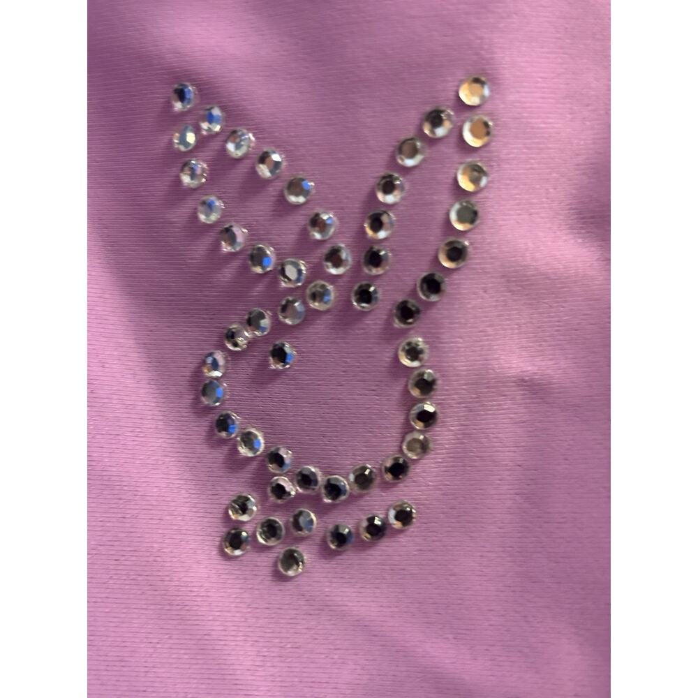 Vtg Y2K Playboy Swim Rhinestone Bunny One Piece Swim Dress Lilac M 6 NWT Greece - Picture 2 of 8